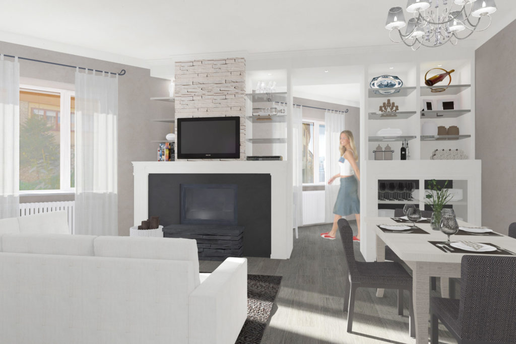Design interni: nuova distribuzione soggiorno di un appartamento